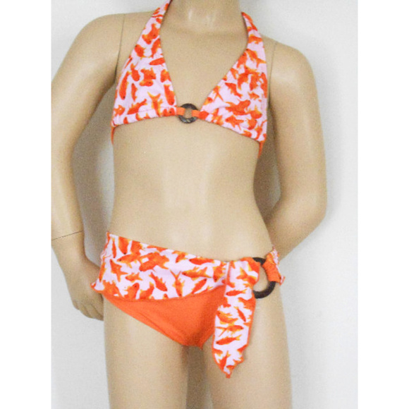 Submarine Designer 2pc Gold Fish Swimsuit Girls 8